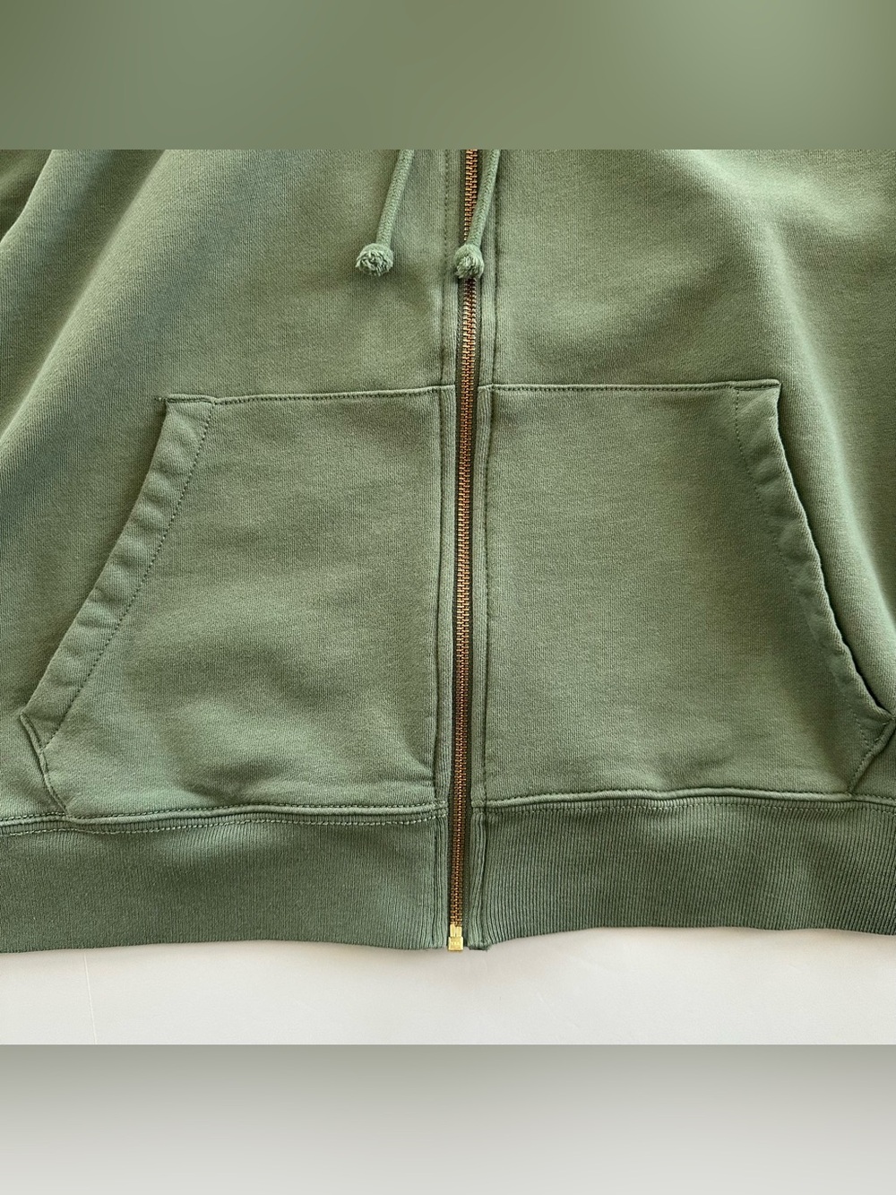 J.Crew University Terry Zip-Up Hoodie with Logo Embroidery in Pale Cypress | XL - Picture 7 of 13
